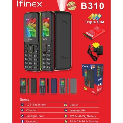New Ifinex B310 triple sim Three-3 sim card big torch kabambe/katululu/mulika mwizi/button feature phone