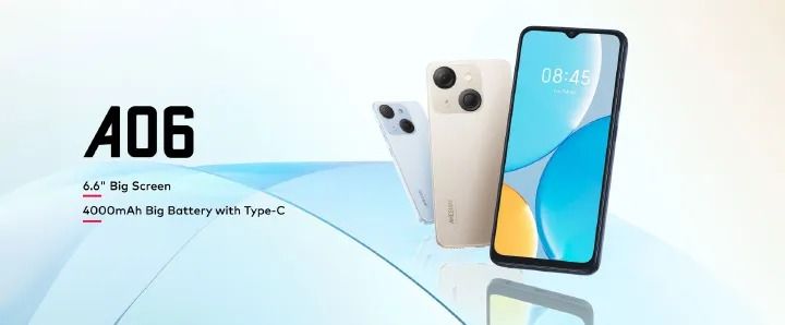 Itel A06 3G Network 32GB+(2+2)4GB RAM 6.6" Screen Phone Dual SIM 8MP+5MP Camera - Android 14 Go Edition - Unisoc SC7731E chipset  4000mAh Baterry Fingerprint And Face Unlock Smart Phones