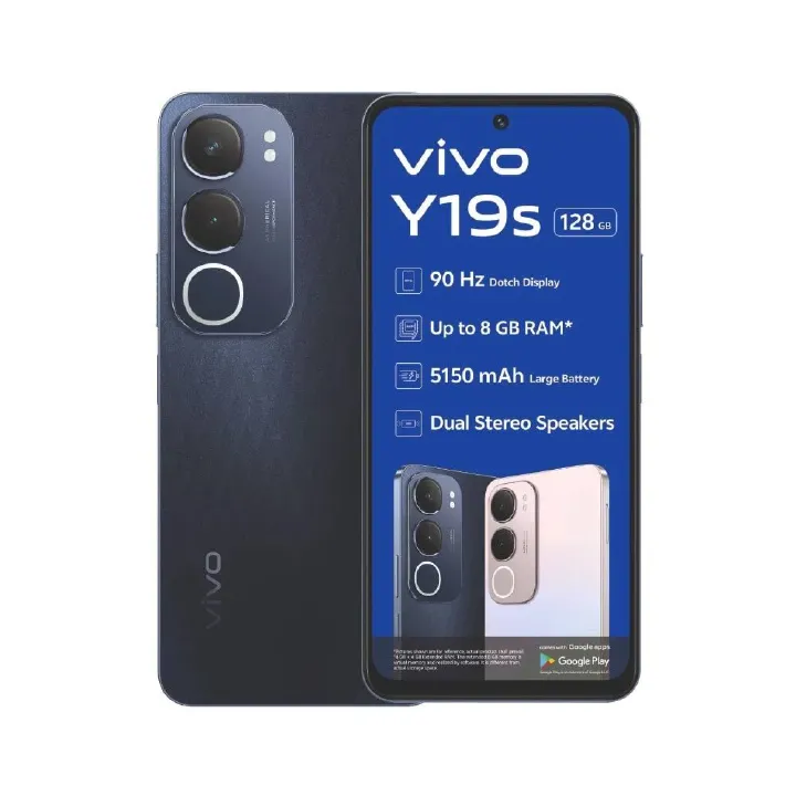 [NEW ARRIVAL] Vivo Y19S 128GB+6GB 6.68 inches  5500 mAh battery  50MP main 5MP front camera Ring-LED flash   IP64 Dust and Water-resistant Android 14 4G- Side-mounted fingerprint sensor   Smart Phones