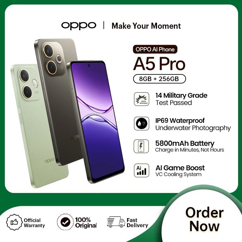 NEW ARRIVALS!! BRAND NEW!! Oppo A5 Pro 6.67 Inches, 256GB+8GB RAM, 50 MP +  8MP  Camera, 5800mAh Battery, 90Hz LCD panel  8 cores CPU   Adreno™ 610@1050MHz GPU  (Dual SIM)-Smartphones