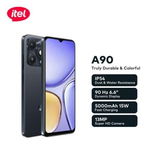 [Anniversary Sale] Itel A90 128GB+12(4+8)GB RAM 6.6“ 90HZ Display Phone Dual SIM 4G Network 13MP Camera Fingerprint Unlock 15W 5000 mAh Battery Android 14 Smart Phones