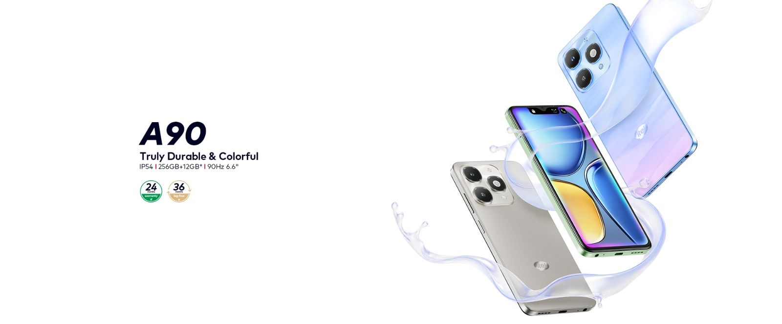 [Anniversary Sale] Itel A90 128GB+12(4+8)GB RAM 6.6“ 90HZ Display Phone Dual SIM 4G Network 13MP Camera Fingerprint Unlock 15W 5000 mAh Battery Android 14 Smart Phones