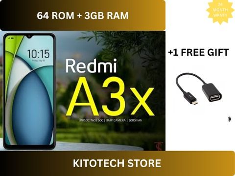 XIAOMI Redmi A3X 6.71" 64GB+3GB RAM 4G Network 5000mAh Battery 8MP AI Camera 10W Fast Charging Fingerprint Sensor Android 14  comes with a free gift ( OTG ) Smart Phones