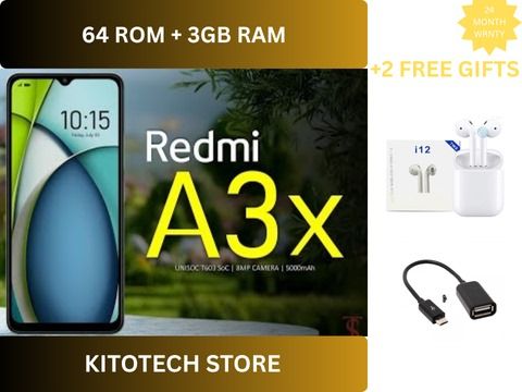 XIAOMI Redmi A3X 6.71" 64GB+3GB RAM 4G Network 5000mAh Battery 8MP AI Camera 10W Fast Charging Fingerprint Sensor Android 14  comes with  free gifts (earpods + OTG ) Smart Phones