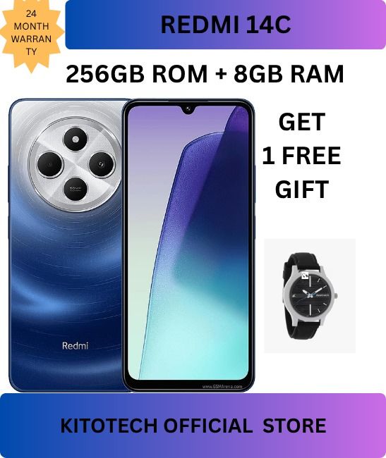XIAOMI Redmi 14C 256GB Storage Upto 8GB Ram 50MP AI Dual Camera Immersive 6.88" UHD Display Upto 120Hz Refresh Rate Dual Sim 5160mAh (typ) Battery Elegant glass back cover Smart Phone with  free gift
