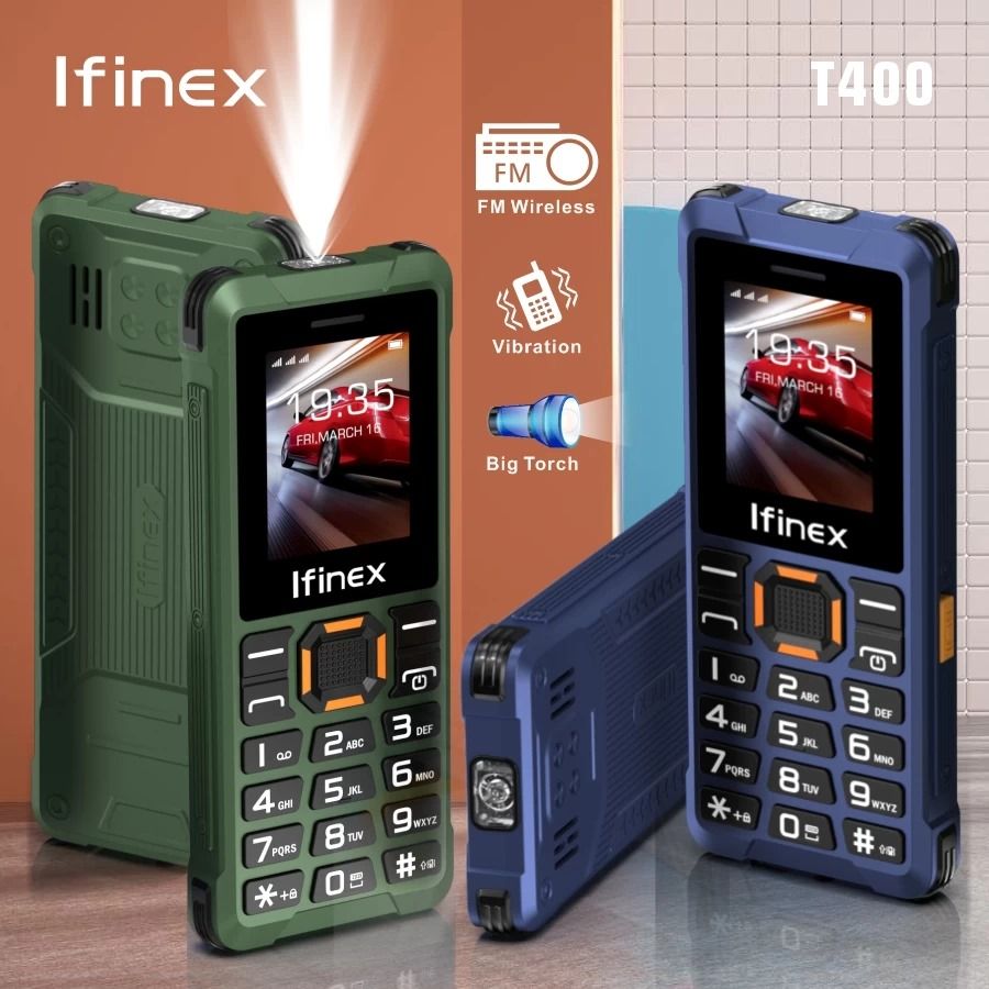 [ NEW ] IFINEX T400 1.77 inch display  1200 mAh  big battery  triple sim, super torch,  wireless FM, a super speaker  and a LED super torch supports Facebook  FEATURED PHONES