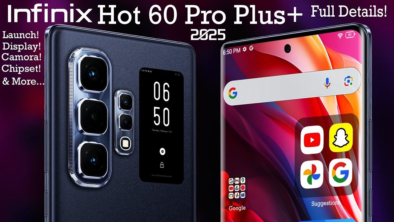 Infinix Hot 60 Pro Plus 128GB+8GB 6.78" 144Hz Curved AMOLED Display 50+13MP Camera 5160mAh Battery 45W Fast Charging Corning Gorilla Glass 7i IP65 Infinix Hot 60 Pro+ AI Smartphone