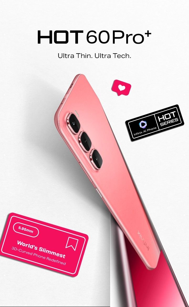Infinix Hot 60 Pro Plus 128GB+8GB 6.78" 144Hz Curved AMOLED Display 50+13MP Camera 5160mAh Battery 45W Fast Charging Corning Gorilla Glass 7i IP65 Infinix Hot 60 Pro+ AI Smartphone