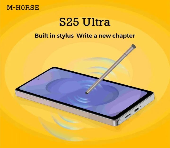 M-HORSE S25 Ultra 6.6'' HD + incell 4GB RAM + 64GB ROM 5MP Front camera +8MP Rear camera 5000mAh battery capacity with stylus pen side fingerprint UNLOCK Android 14 phone smartphone