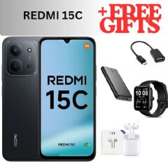 REDMI 15C 128GB ROM 8(4+4) GB  Ram 6.9'' LCD 50MP Main Camera 8MP selfie camera  6000mAh 33W Fast Charger Android 15 Xiaomi Hyper OS 2 Mediatek with free gifts  Side Fingerprint smart phones