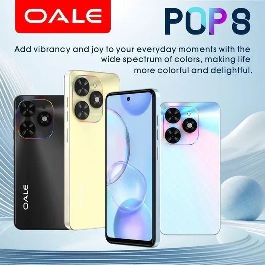 OALE POP 8, 6.6" screen display, 64GB ROM+ 3GB RAM+ , 5MP FRONT CAMERA +8MP CAMERA + AI CAM 4G (Dual SIM) 5075 mAh fingerprint unlock smart phone