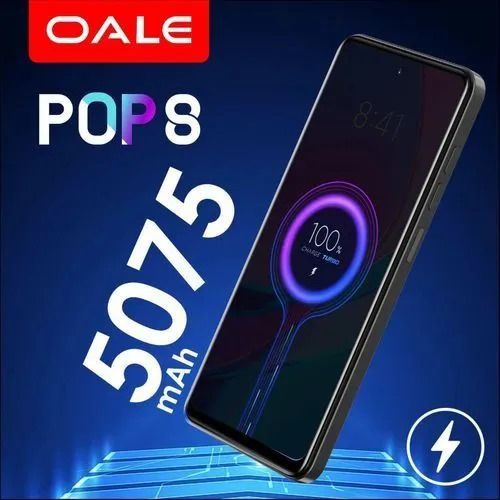 OALE POP 8, 6.6" screen display, 64GB ROM+ 3GB RAM+ , 5MP FRONT CAMERA +8MP CAMERA + AI CAM 4G (Dual SIM) 5075 mAh fingerprint unlock smart phone