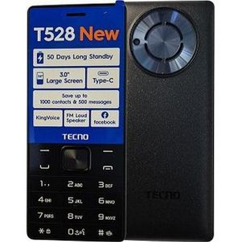 [ NEW ARRIVAL ] Tecno T528: 3.0'': 6MB ROM +8MB RAM: Dual sim Dual standby: 2500mAh Type C Charger: Bluetooth: Loudspeaker: Wireless FM Radio: 2G Network : Featured phones.