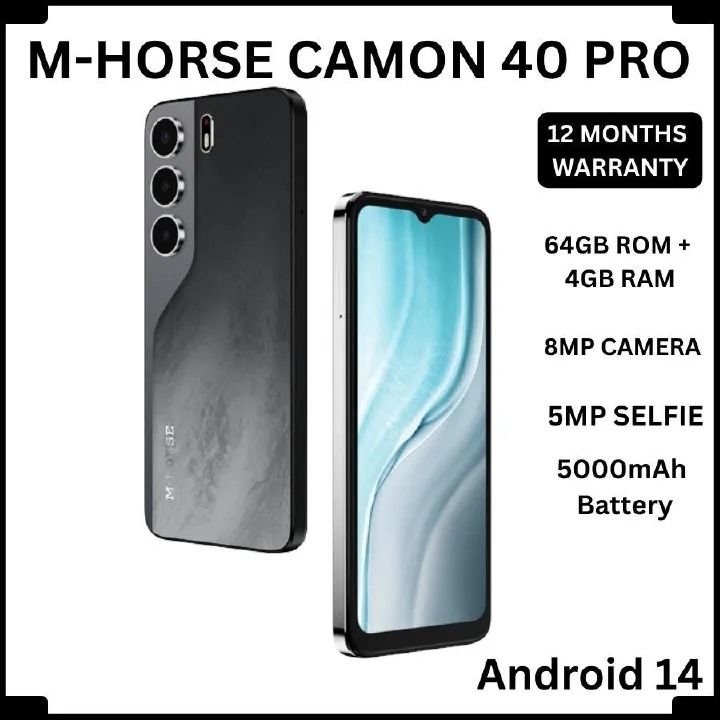 [New Arrivals] M-HORSE CAMON 40 PRO 64GB +4GB RAM 6.6" HD+ INCELL WATERPROOF SCREEN 60Hz REFRESH RATE 5MP Selfie 8MP REAR CAMERA 500mAh Battery Type-C Dual SIM 4G Side Fingerprint