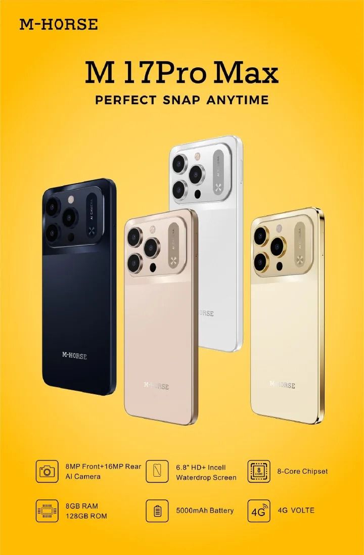M-HORSE M17 Pro Max 6.8'' HD + incell 8GB (4GB 4GB EXTENDED) RAM + 128GB ROM 8MP Front camera +16MP Rear camera 5000mAh battery capacity side fingerprint UNLOCK Android 14 phone smartphone