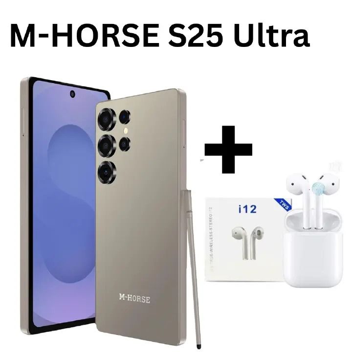 M-HORSE S25 Ultra 6.6'' HD + incell 4GB RAM + 64GB ROM 5MP Front camera +8MP Rear camera 5000mAh battery capacity with stylus pen side fingerprint UNLOCK Android 14 phone smartphone