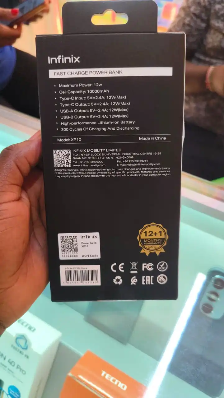 ORIGINAL Infinix XPOWER 10 GO XP10 10000mAh power bank. can charge upto 4 phones . two way quick charge with super fast charging .can maintain power for a long period of time