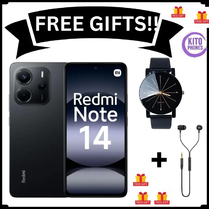 XIAOMI Redmi Note 14 256GB ROM+8GB RAM 6.67" AMOLED Display 108MP Camera 5500mAh Battery 120Hz IP54 Dust resistant Smart Phones +FREE GIFTS (WATCH + EARPHONES)FOR YOU