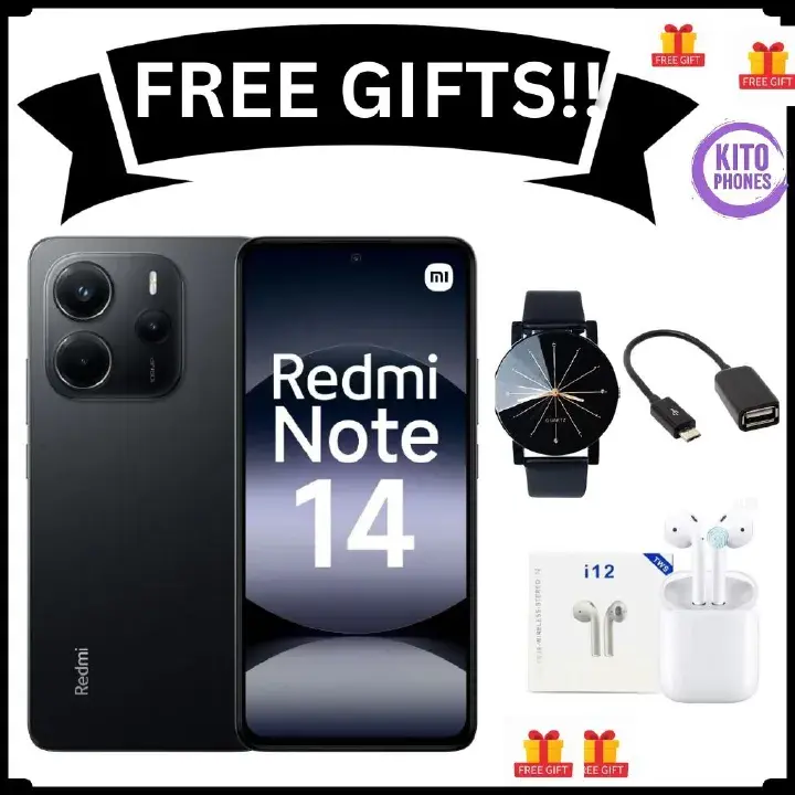 XIAOMI Redmi Note 14 256GB ROM+8GB RAM 6.67" AMOLED Display 108MP Camera 5500mAh Battery 120Hz IP54 Dust resistant Smart Phones +FREE GIFTS (WATCH + OTG +EARPODS)FOR YOU