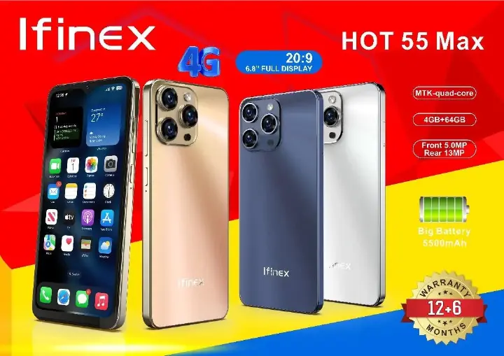 [NEW ARRIVAL] IFINEX HOT 55 MAX 64GB ROM+4GB RAM BATTERY 5500MAH CAMERA REAR 13MP+FRONT 5MP SCREEN 6.8’’ ANDROID 13 FACE UNLOCK DUAL SIM CARD PHONE SMARTPHONE
