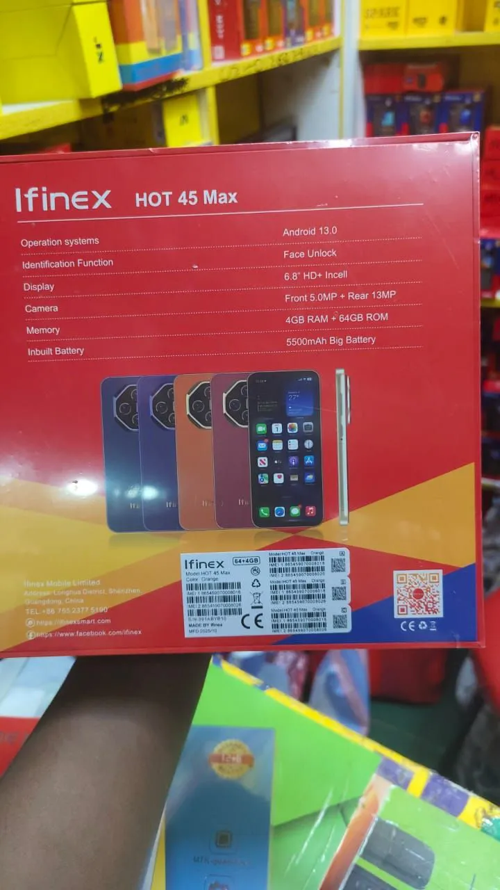 [NEW ARRIVAL] IFINEX HOT 45 MAX 64GB ROM+4GB RAM BATTERY 5500MAH CAMERA REAR 13MP+FRONT 5MP SCREEN 6.8’’ ANDROID 13 FACE UNLOCK DUAL SIM CARD PHONE SMARTPHONE