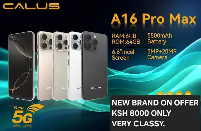 Calus A16 Pro Max 5G Android smartphone 64gb Rom+6gb Ram 6.6 inches screen  5500mAh battery capacity OCTA-CORE Processor 20mp dual main camera+ 5mp selfie TYPE C CHARGE android smartphone