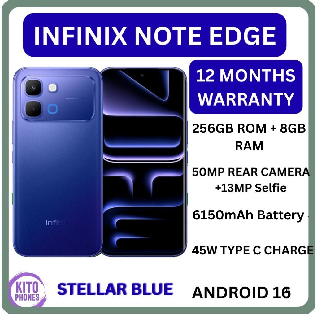 NEW ARRIVALS !!BRAND NEW INFINIX NOTE EDGE 256GB ROM+8GB RAM 6.78" 120Hz AMOLED DISPLAY 6150mAh BATTERY 50MP +13MP SELFIE World’s 1st MediaTek Dimensity 7100 45W Type-C Charge Andro