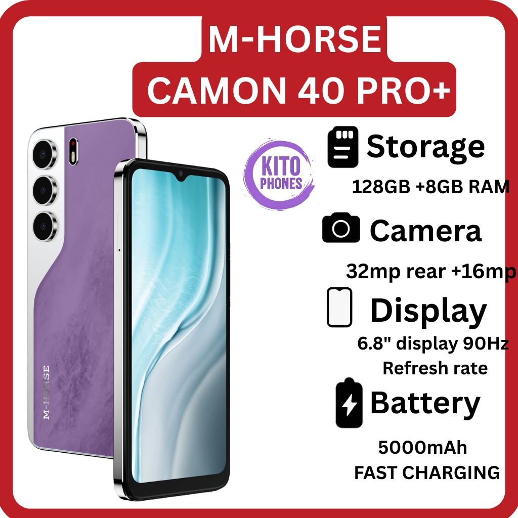 [ BRAND NEW ] M HORSE CAMON 40 PRO PLUS, 8GB RAM + 128GB ROM, 32MP + 16MP AI CAMERA, 5000MAH, SIDE FINGERPRINT, DUAL SIM, 6.8 AMOLED DISPLAY. octa-core processor Dual SIM  smartphones