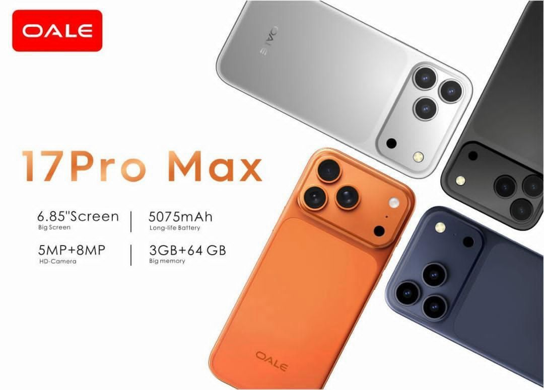 Oale 17 Pro Max 4G - 6.85" 128GB ROM 8GB(4+4GB) RAM 20MP REAR CAMERA + 13MP SELFIE 5750mAh BATTERY CAPACITY 4G-Network DUAL SIM ANDROID SMARTPHONE+ FREE GIFTS (EARPODS+WATCH+OTG CABLE)
Oale 17 Pro Max