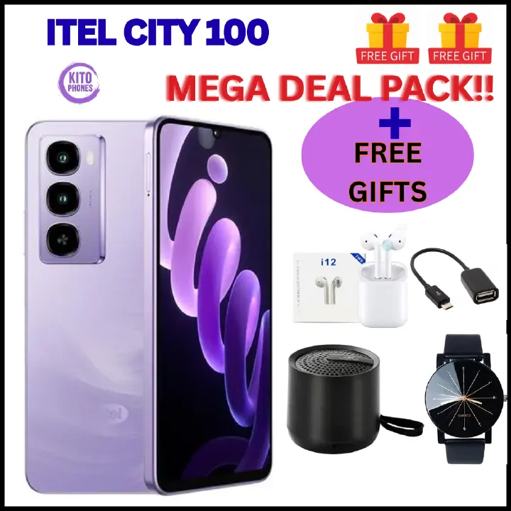 Itel CITY 100 Up to 18(6+12)GB RAM+128GB 6.75“ 90Hz Display Phone Dual SIM 4G Network 13MP Camera 18W Charging 5200mAh Battery Android 14 IP64 Fingerprint Unlock AI Smart Phones