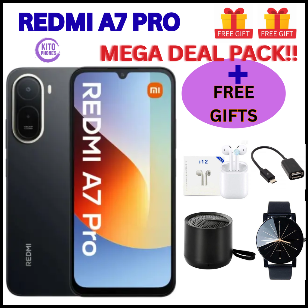 BRAND NEW XIAOMI REDMI A7 PRO, 4GB RAM + 64GB ROM STORAGE, 6.9" 13MP CAMERA+8MP SELFIE 6000mAh BATTERY, ANDROID 16, IPS LCD, 120Hz, Unisoc T7250, SIDE MOUNTED FINGERPRINT SMARTPHONE +FREE GIFTS