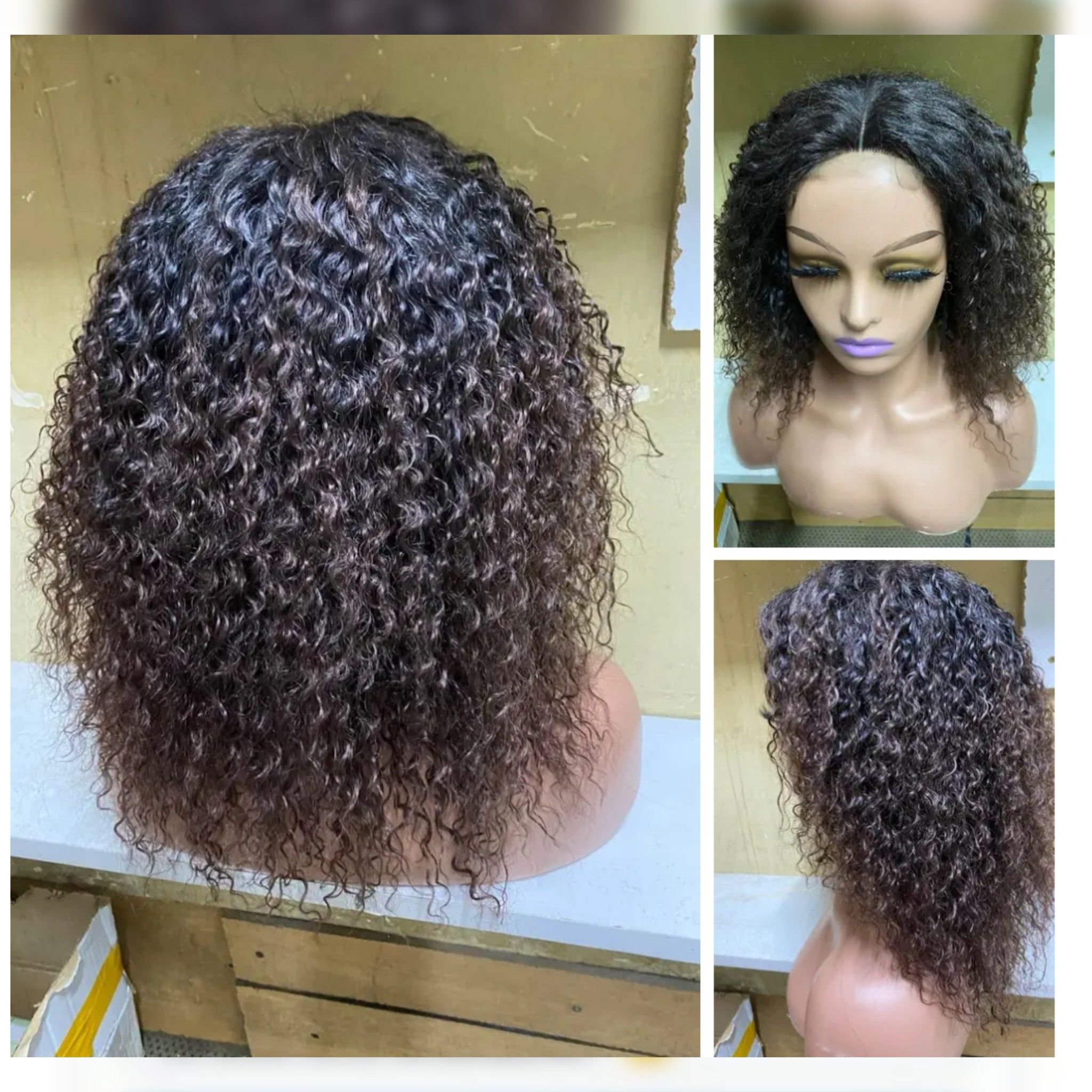 Curly semi human wig