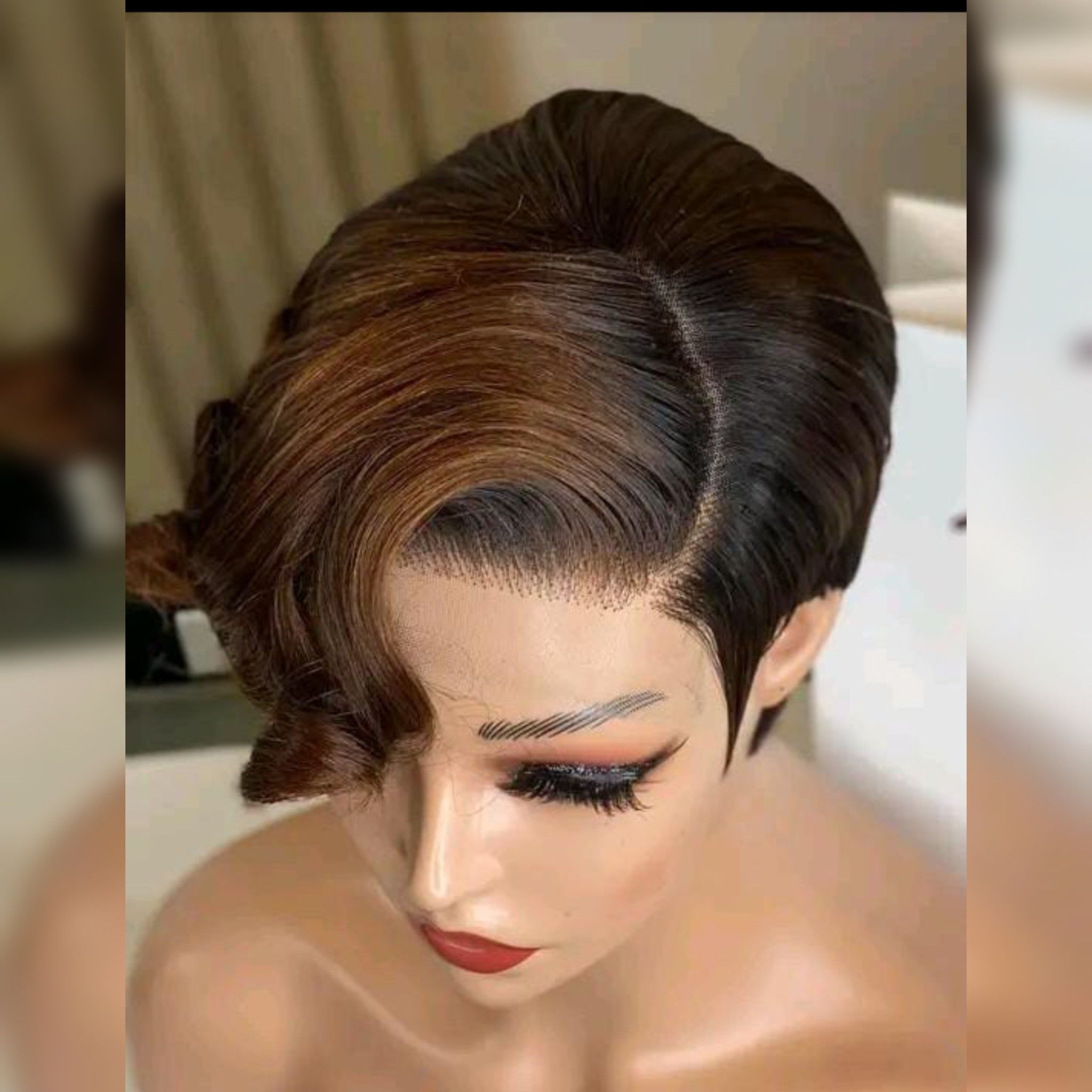 Pixie closure human bob wig