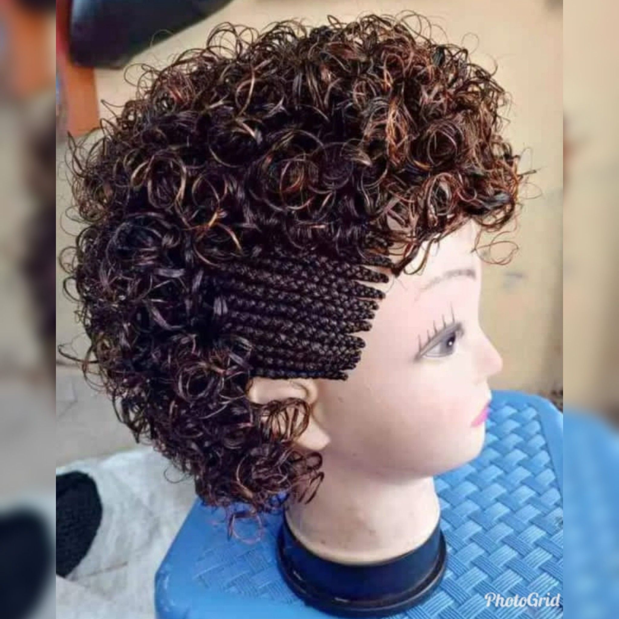 Ghanian lines curly semi human wig