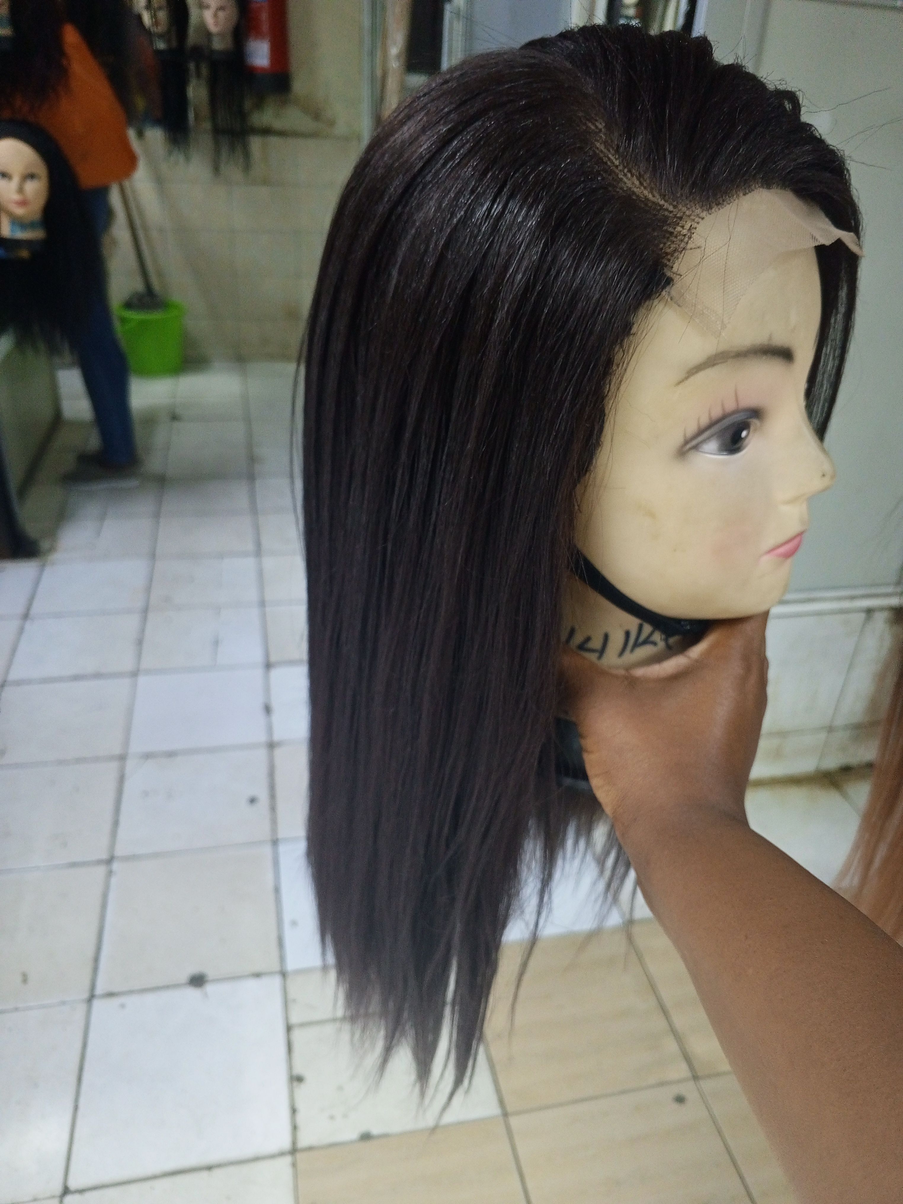 Semi human straight wig