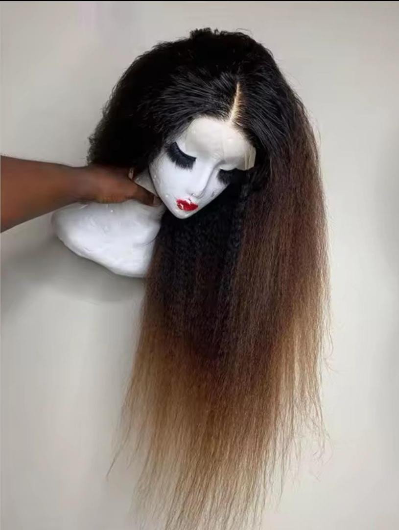 kinky semi human T-part wig