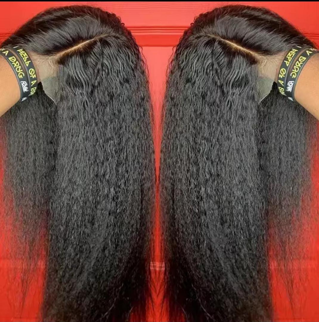 kinky semi human T-part wig