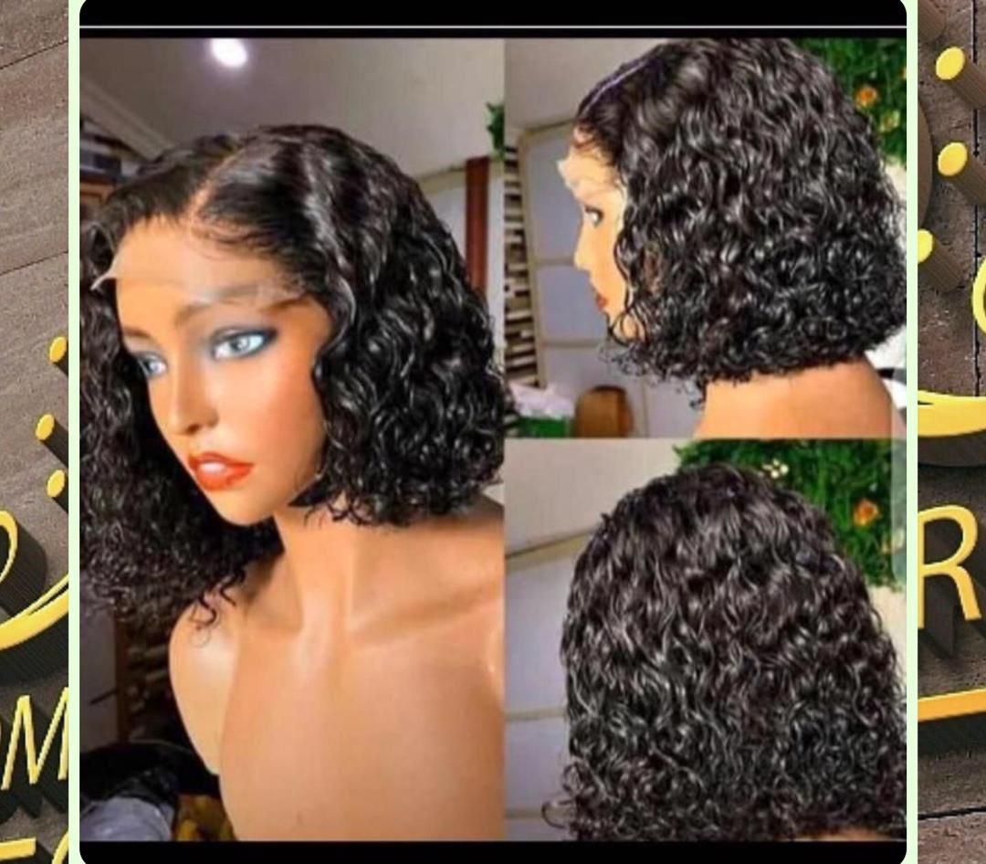 Water curl human hair frontal glueless wig