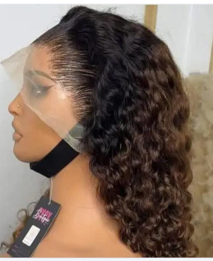 Water curl human hair frontal glueless wig