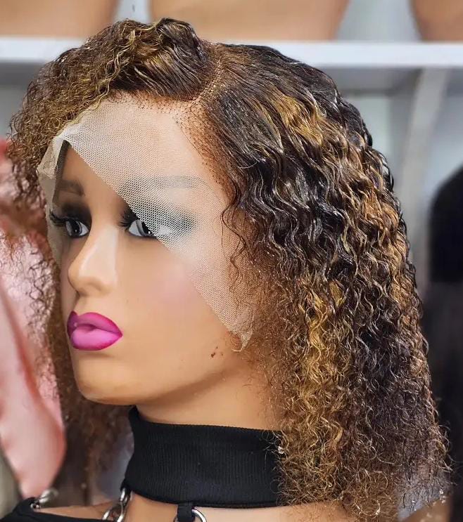 Water curl human hair frontal wig