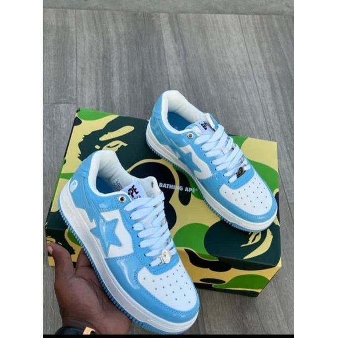 Original Bapesta Women’s Sneakers – Premium Blue and White High-Quality Shoes by A Bathing Ape Bape Sta M2 Low