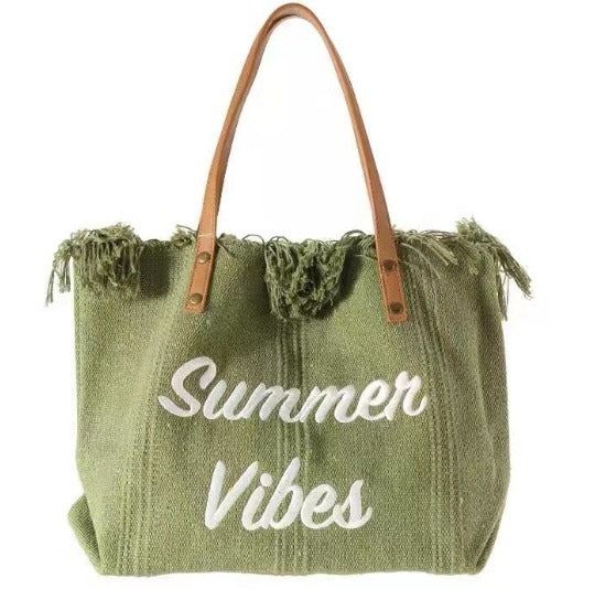 New Arrival Women's Tassel Tote Bag – Woven Canvas Embroidered Alphabet Design, Medium Large Capacity Shoulder Bag, Perfect for Summer Vibes, Beach, and Everyday Use