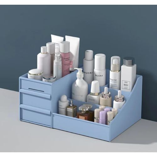 Blue Stacks Drawer Organizer Versatile Vanity Drawer Storage Bins, Clear Plastic Drawer Organizer Trays, Customize Layout Organizer For Makeup And Bathroom Vanity