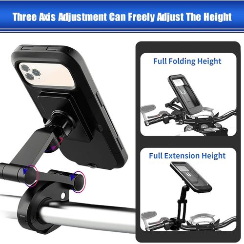 Waterproof Bike Phone Mount, Touch-Screen Bicycle Phone Holder, Universal Waterproof Cell Phone Bag 360°Rotatable Motorcycle Scooter ATV MTB Phone Mount Holder for 4.7-6.8" Smartphones