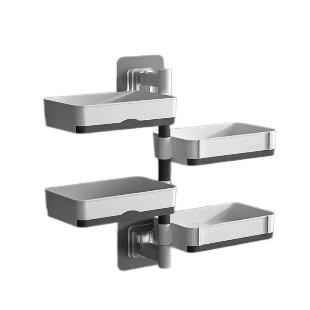 4 layer Rotating Drain Soap Holder Bathroom Rack Wall Soap Box Holder Drilling-Free Soap Holder Wall Mounted Soap Organizer Soap Case