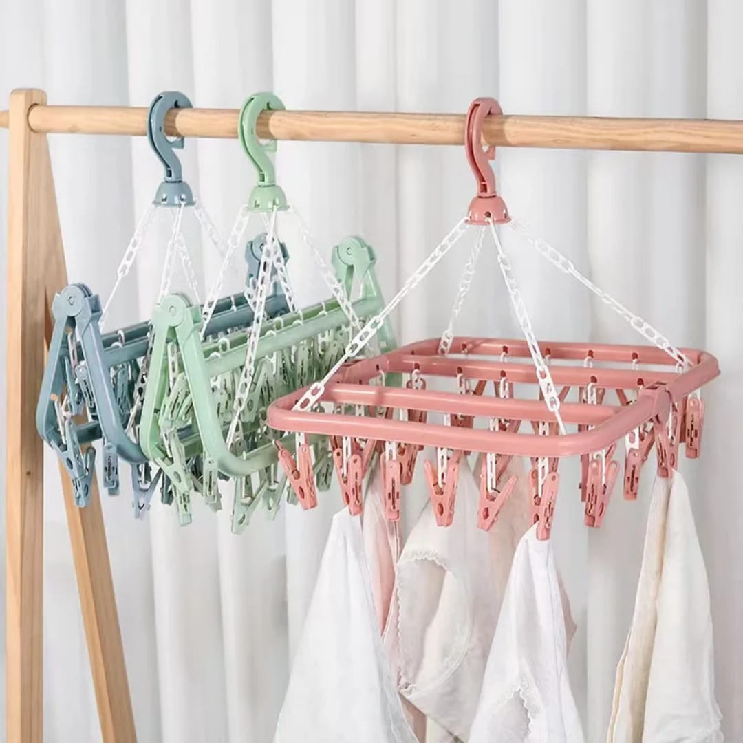 32 Pegs Clips Folding Clothes Dryer Hanger Underwear/Socks Drying Hanger Rack