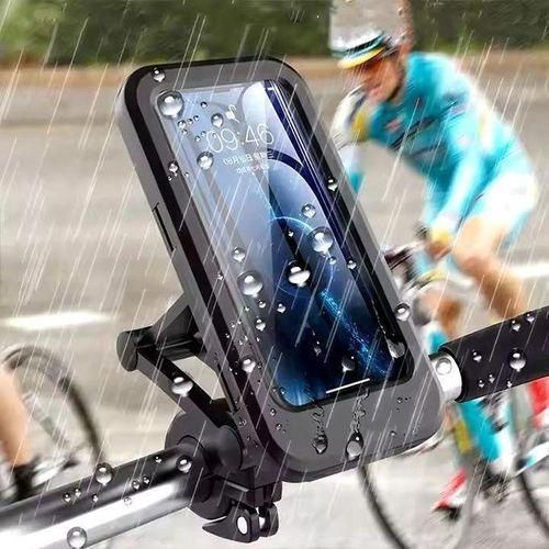 Anti-Theft Waterproof Motorcycle Phone Holder Bike Phone Mount 1" Ball Handlebar Stem Mobile Holder with Double Socket Arms 720° Rotation Base