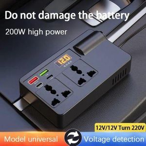 Portable 200W car power Inverter dc to ac 12v to 110V -220V to charge laptop, phones and other electronics
