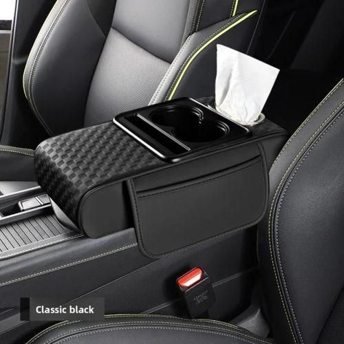 Car Armrest Cushion, Multifunctional Car Center Console Cover, 5-in-1 Automotive Center Console Cover with Storage Box, Cup Holder, Tissue Box and Phone Slot, Universal for Most Cars
