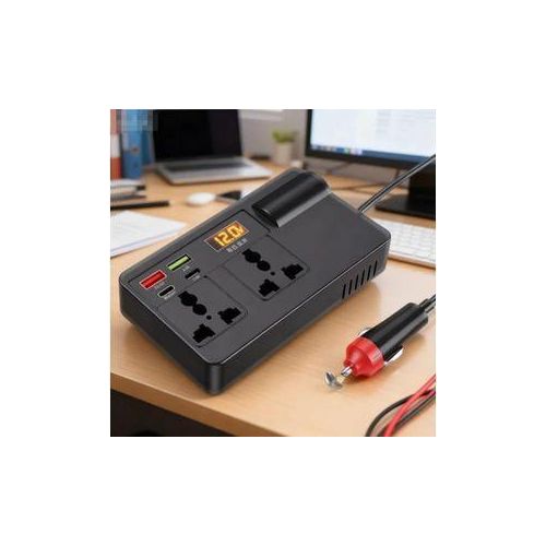 200W Car Power Inverter DC 12V to 110V AC Cigarette Lighter Adapter Plug with Multiple USB/Laptop car Charger with Voltage Display